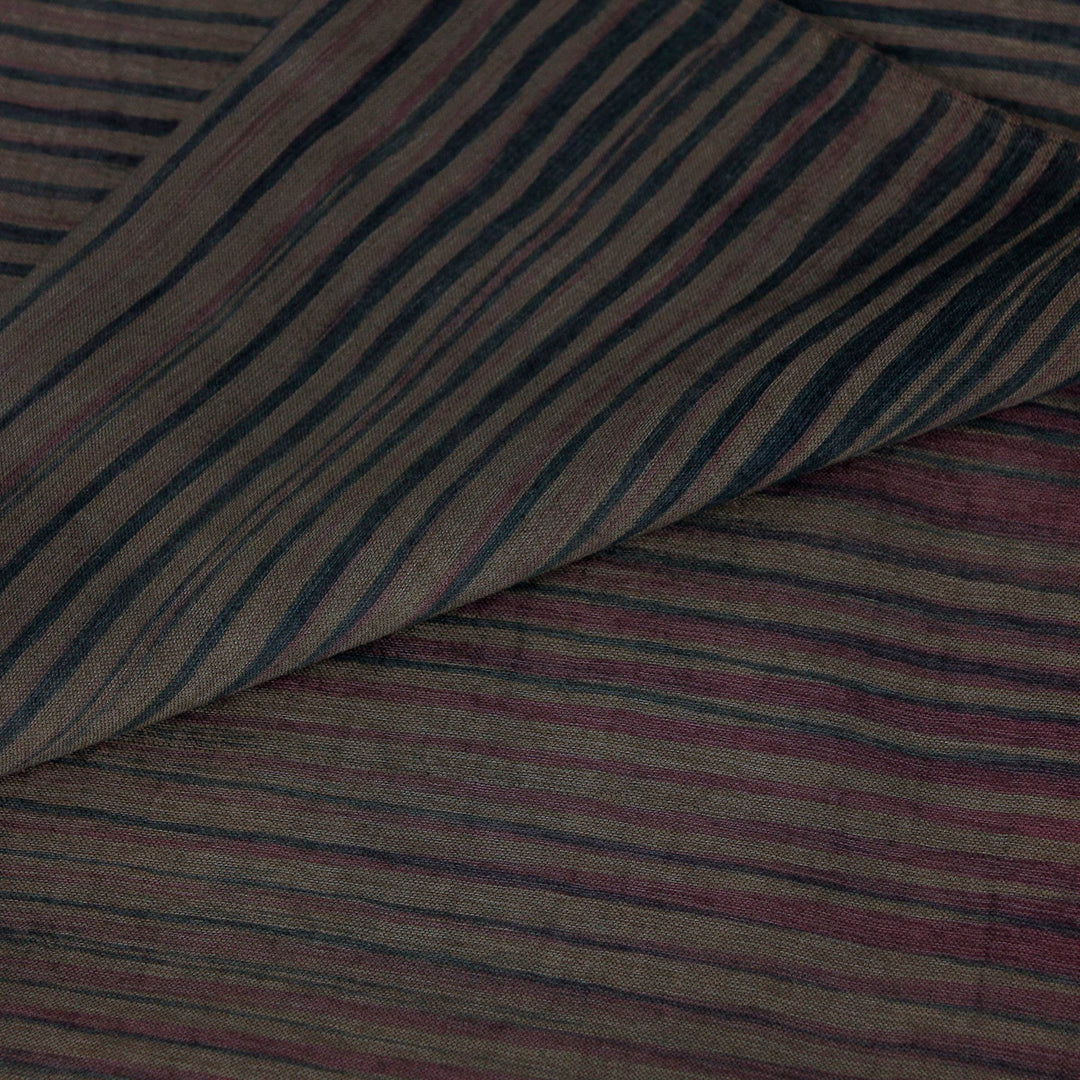 Women's Woven Silk and Cotton Striped Shawl in Umber - Romance in Umber