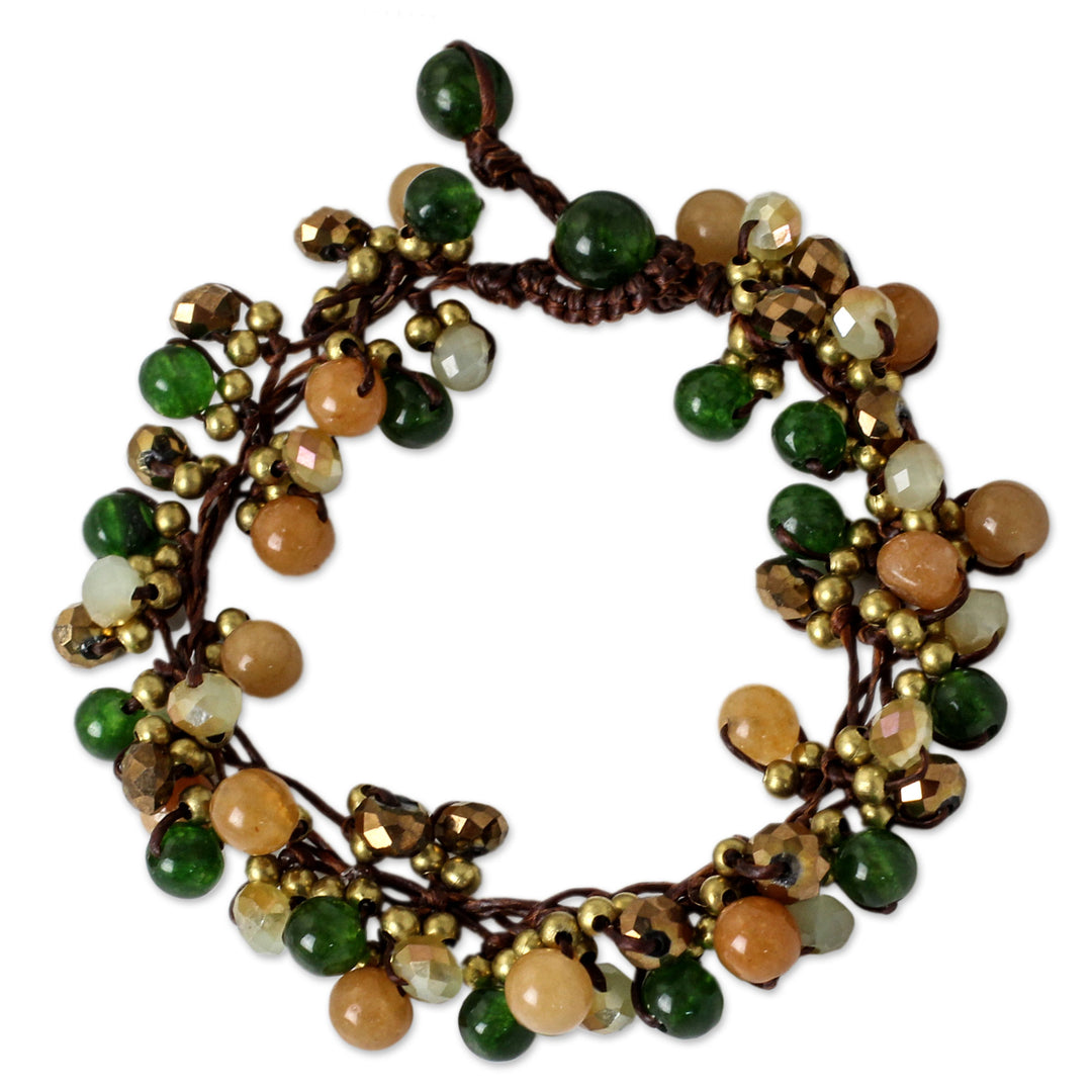 Artisan Hand Knotted Green Yellow Beaded Bracelet - Tropical Cattlelaya
