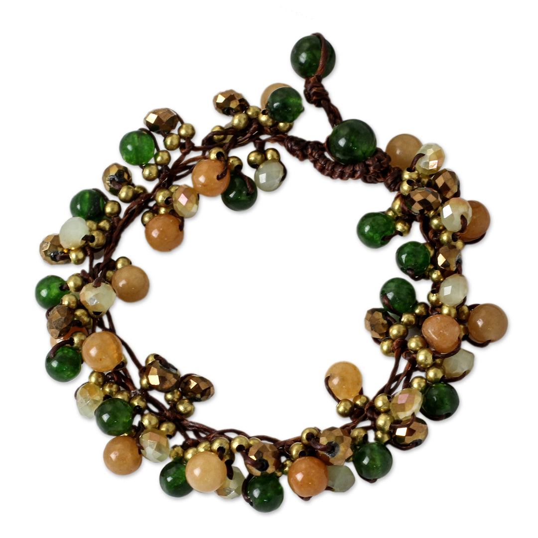 Artisan Hand Knotted Green Yellow Beaded Bracelet - Tropical Cattlelaya