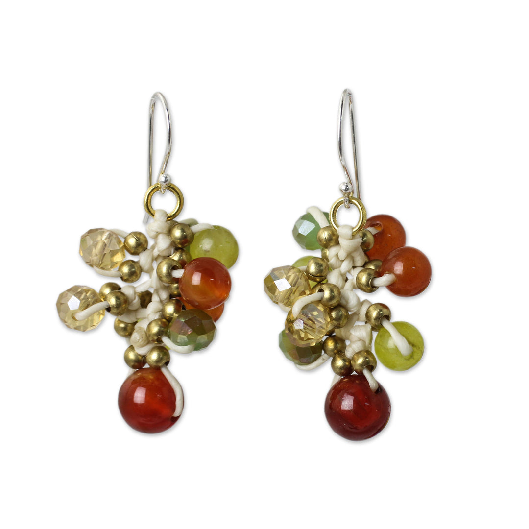 Artisan Hand Knotted Carnelian Gemstone Beaded Earrings - Honeydew Cattlelaya