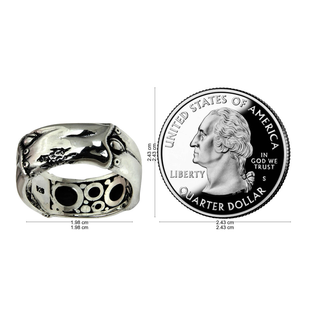 Men's Sterling Silver Band Ring with Bamboo Design - Rustic Bamboo