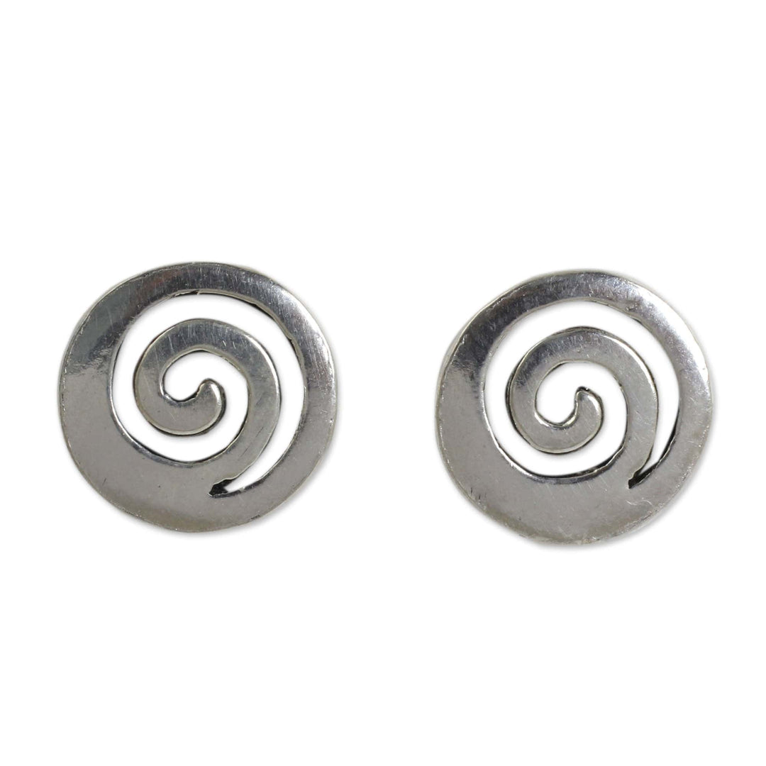 Artisan Crafted Sterling Silver Earrings from Thailand - Spiral Transformation