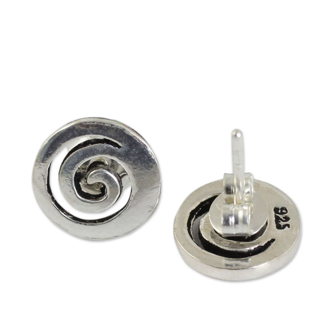 Artisan Crafted Sterling Silver Earrings from Thailand - Spiral Transformation