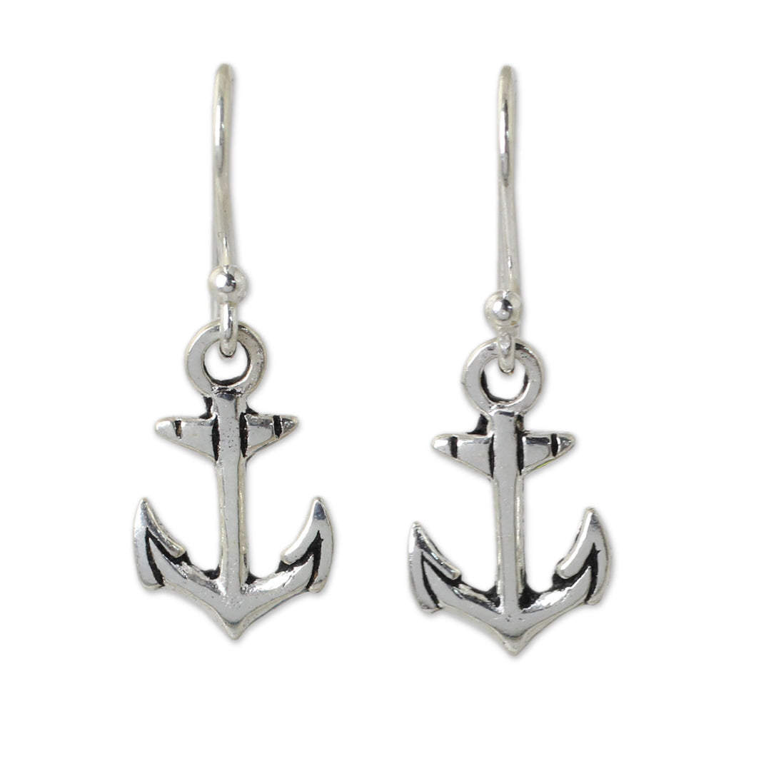 Fair Trade Sterling Silver Hand Crafted Anchor Earrings - Anchors Away