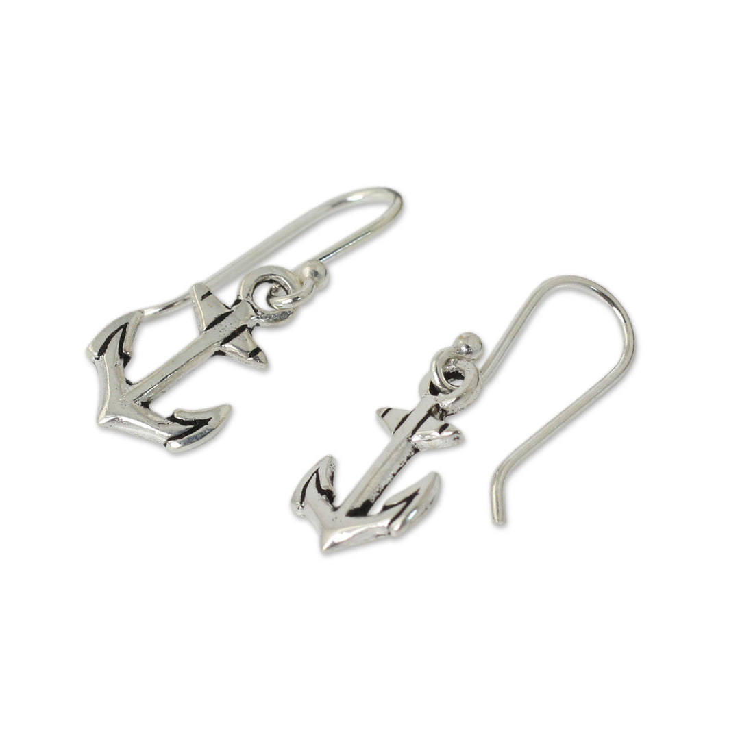 Fair Trade Sterling Silver Hand Crafted Anchor Earrings - Anchors Away