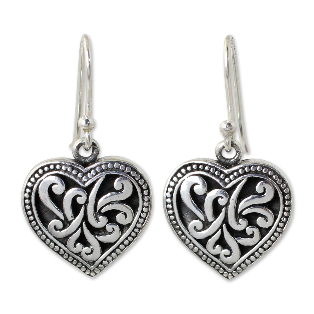 Handmade Romantic Sterling Silver Dangle Earrings - Lighthearted Love