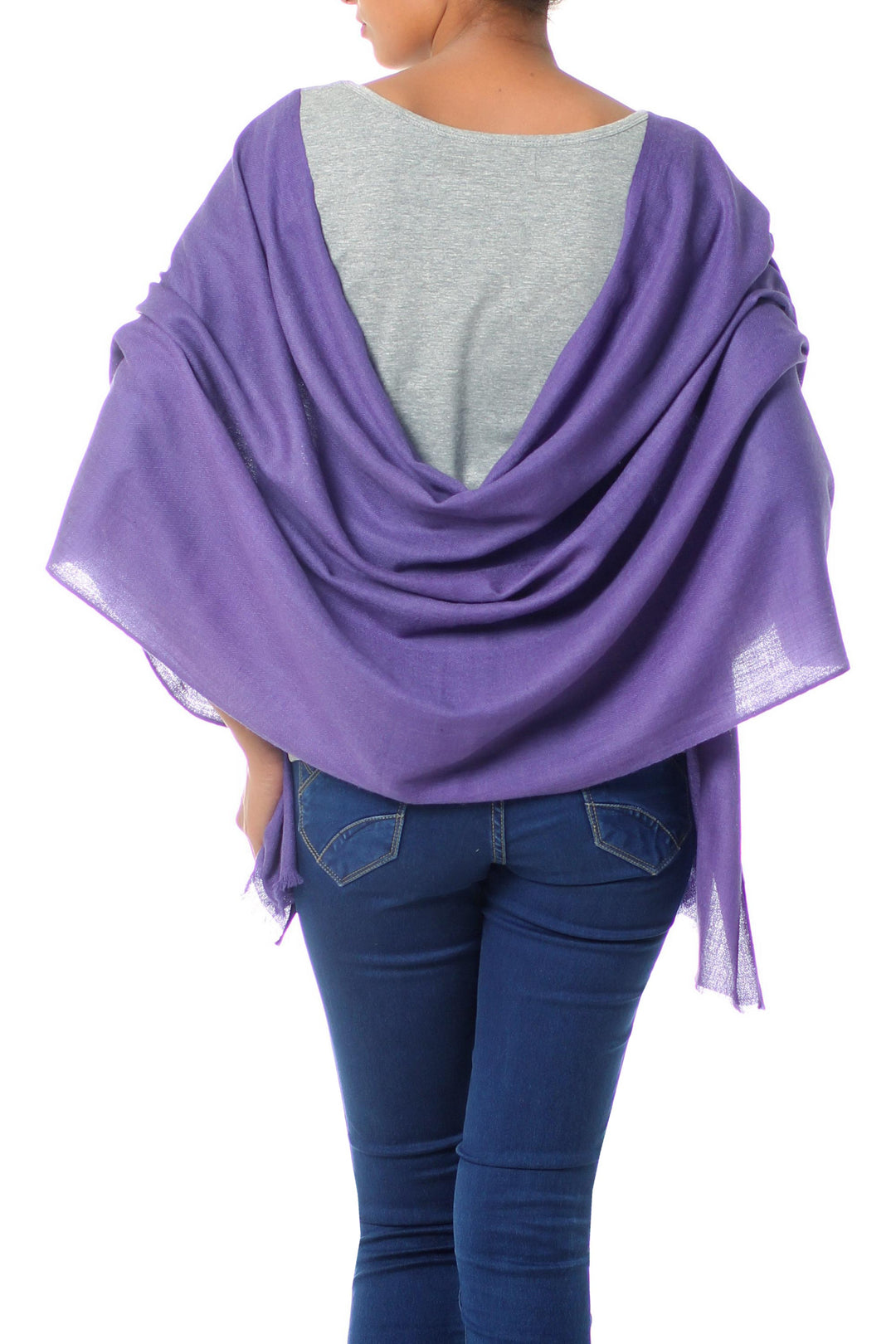 Women's Lavender Hand Loomed All Wool Shawl - Kashmiri Diamonds in Lavender