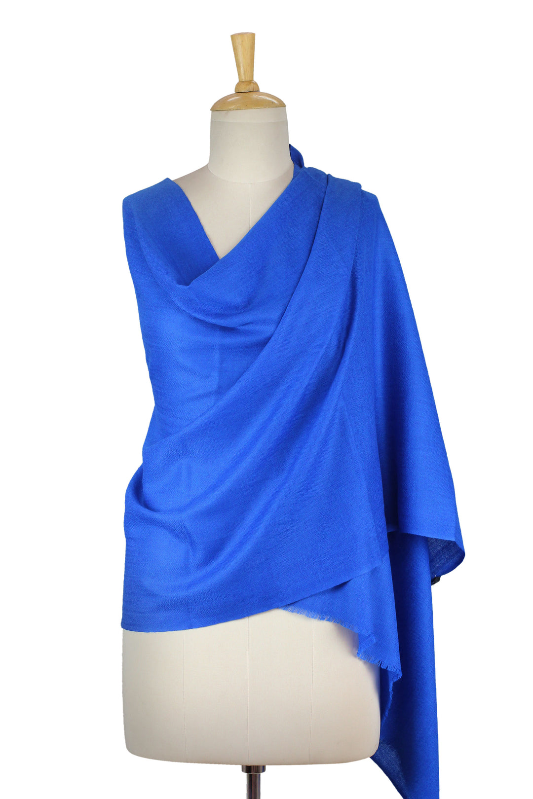 Royal Blue Hand Loomed All Wool Shawl Made in India - Kashmiri Diamonds in Blue