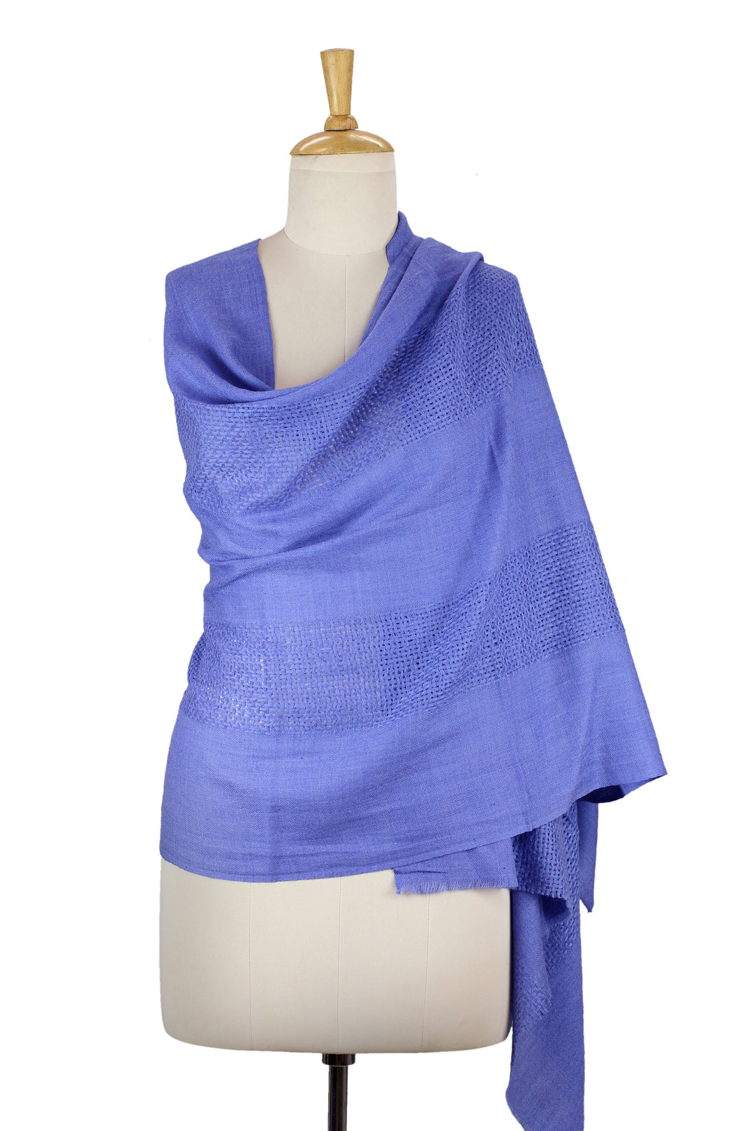 Hand Loomed 100% Wool Periwinkle Blue Wrap for Women - Periwinkle Allure