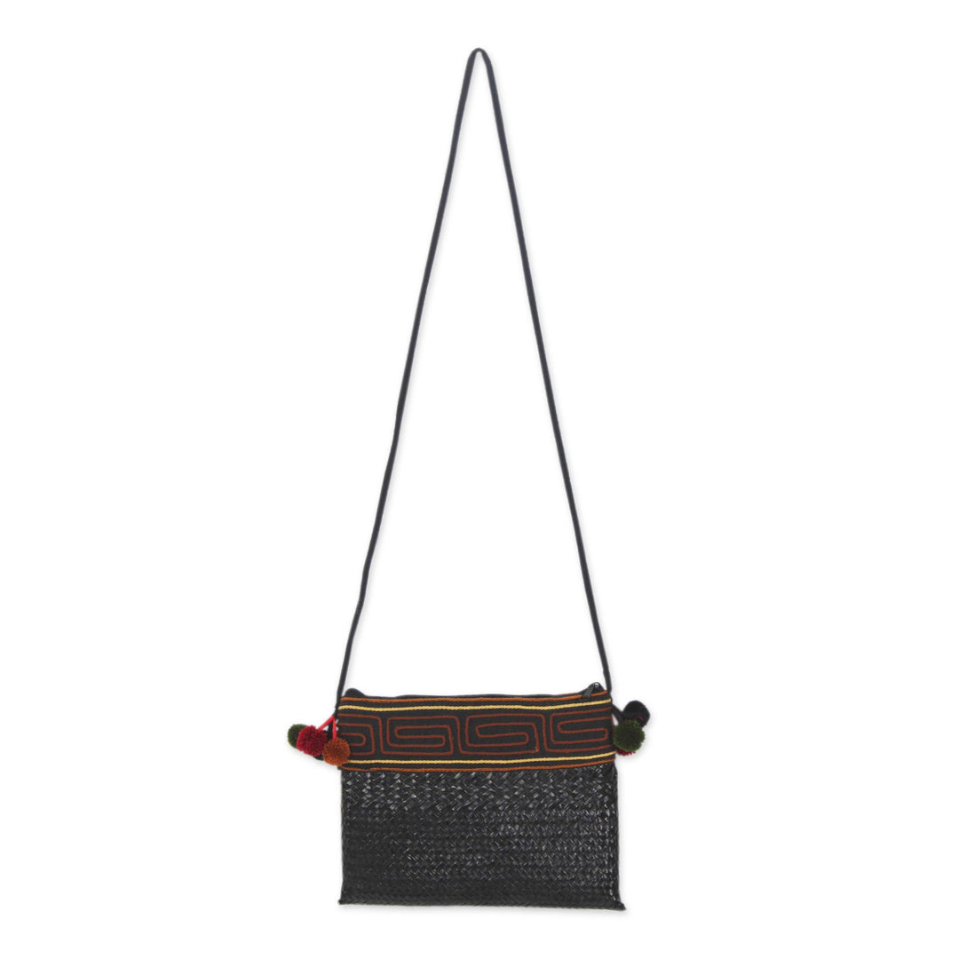 Hill Tribe Natural Fiber Shoulder Bag Woven by Hand - Akha Wonder of Black