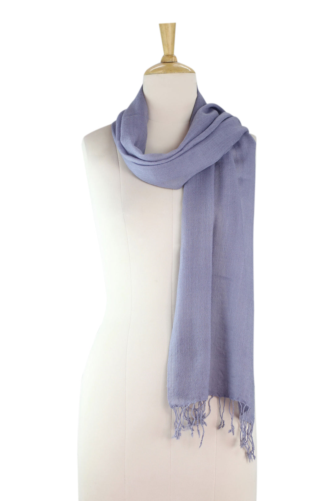 Women's Soft Gray 100% Wool Scarf Hand Loomed in India - Kashmiri Diamonds in Smoke