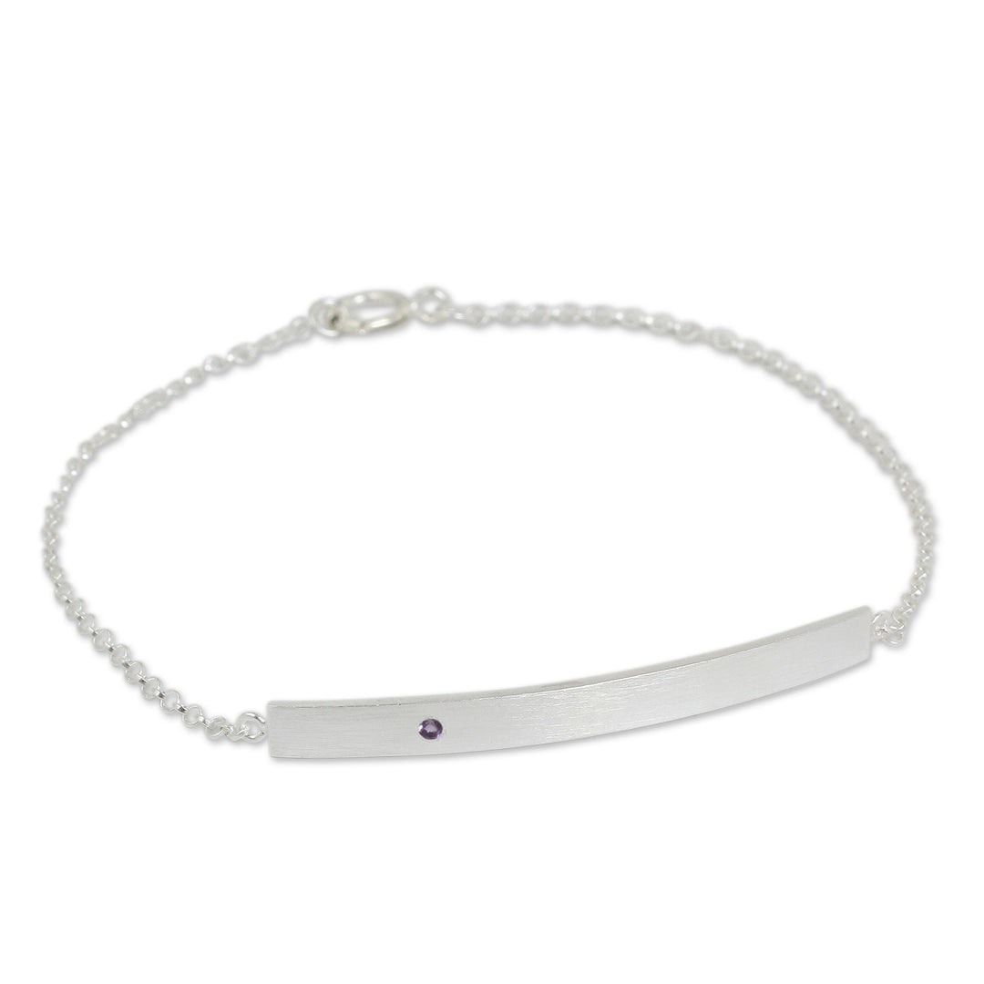 Artisan Crafted Sterling Silver and Amethyst Bar Bracelet - Simply Love