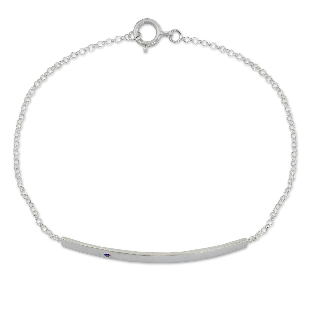 Artisan Crafted Sterling Silver and Amethyst Bar Bracelet - Simply Love