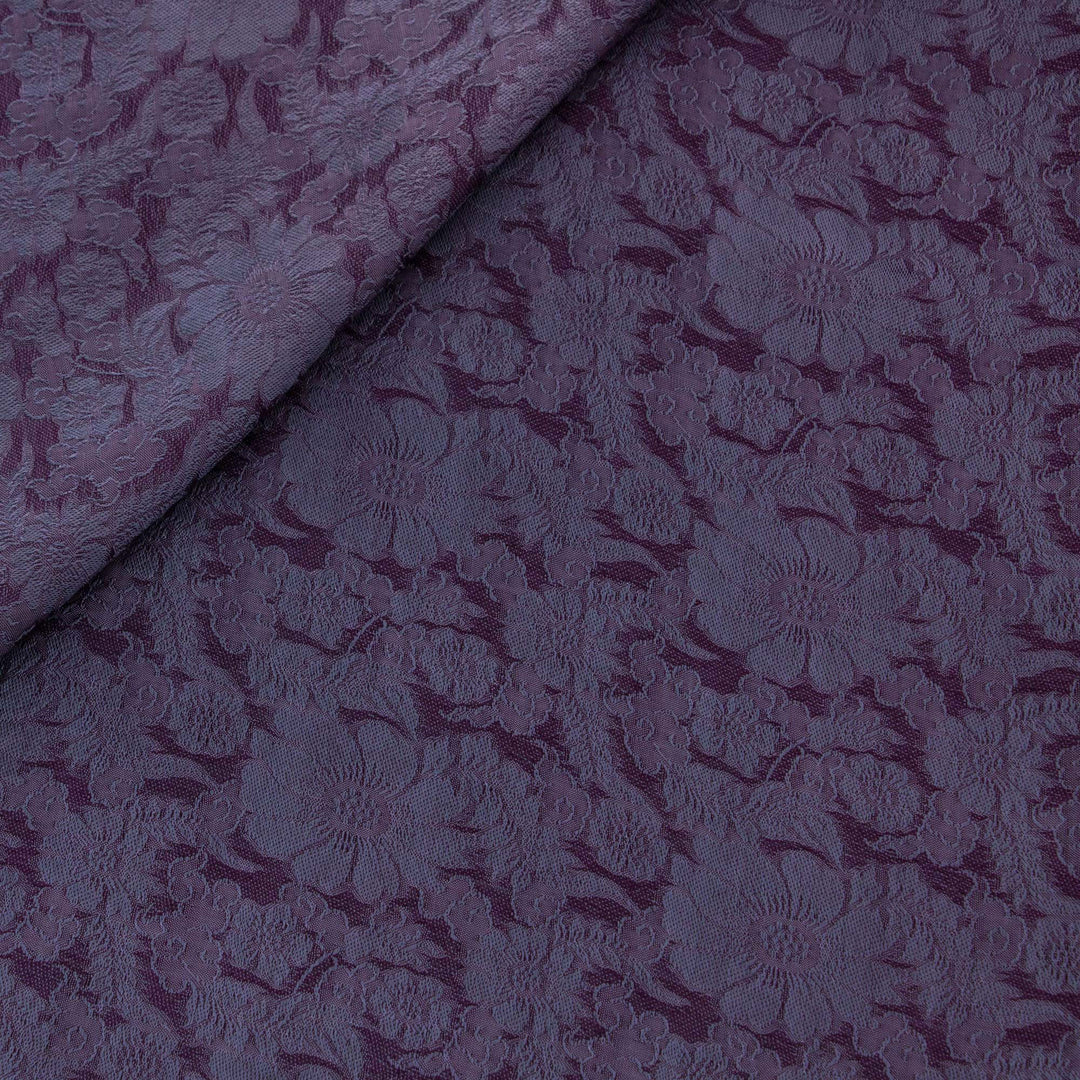 Rich Purple and Gray Rayon Blend Jacquard Shawl - Mandarin Dusk