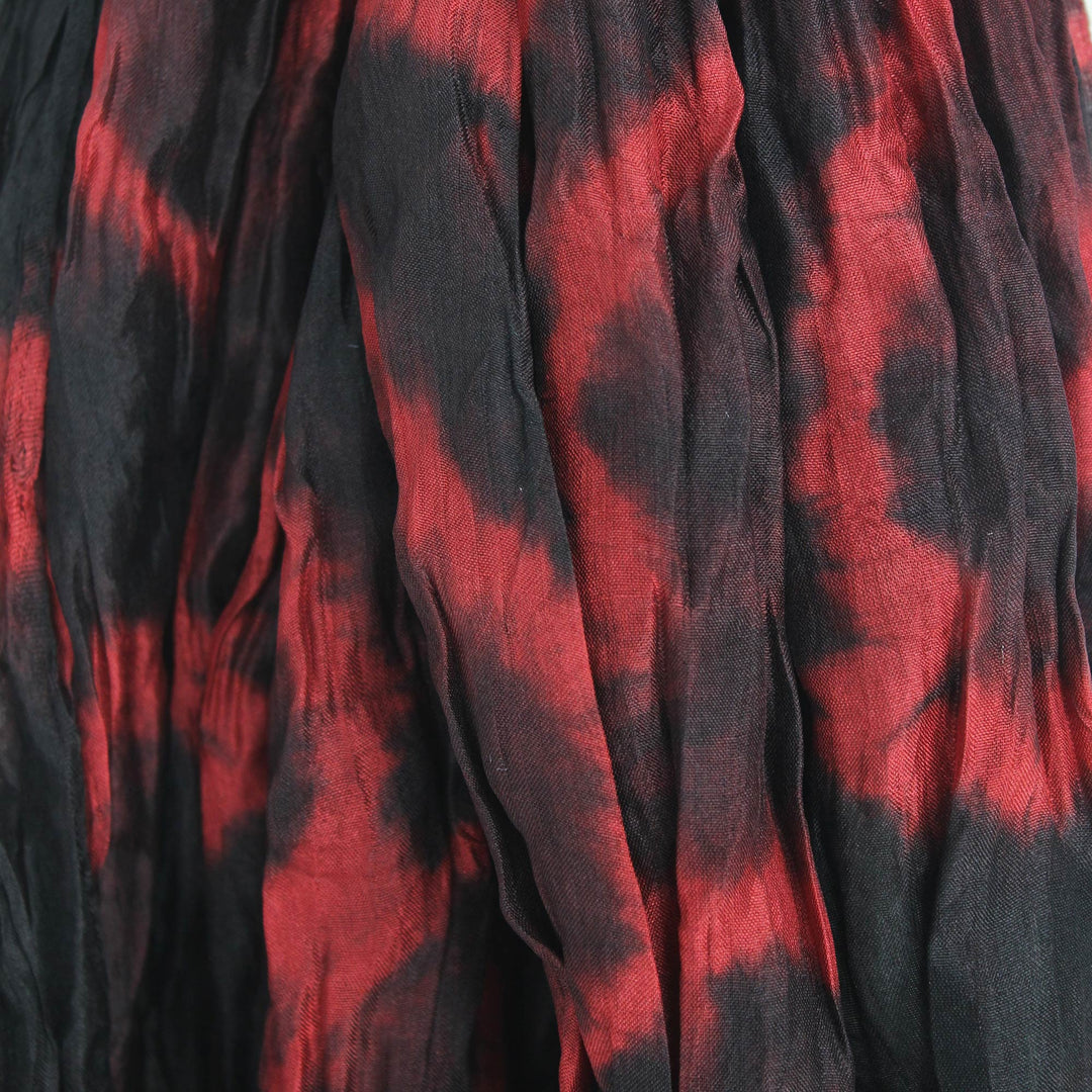 Black Red Tie-dye Silk Scarf Crafted by Hand in Thailand - Nocturnal Dance