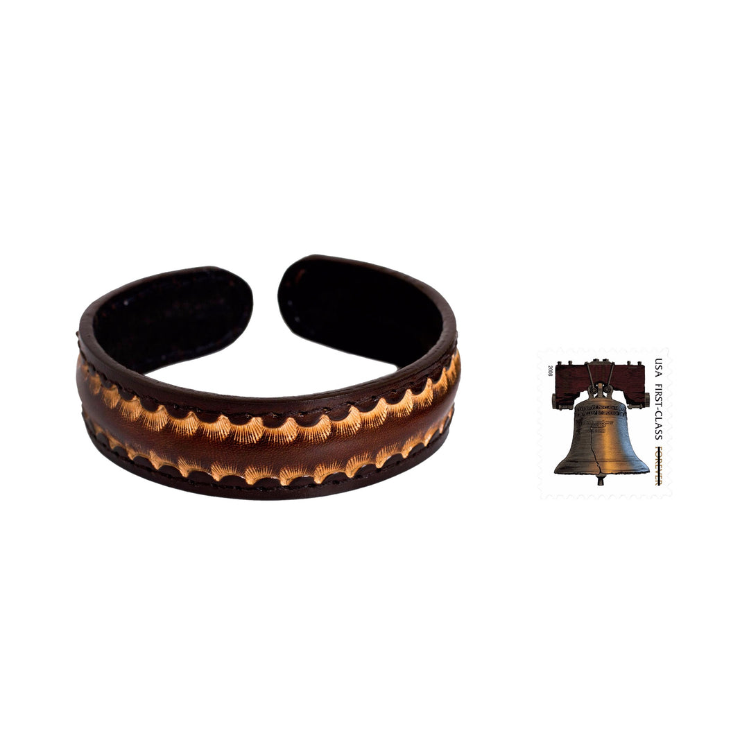 Dark Brown Leather Cuff Bracelet for Men from Thailand - Dark Warrior