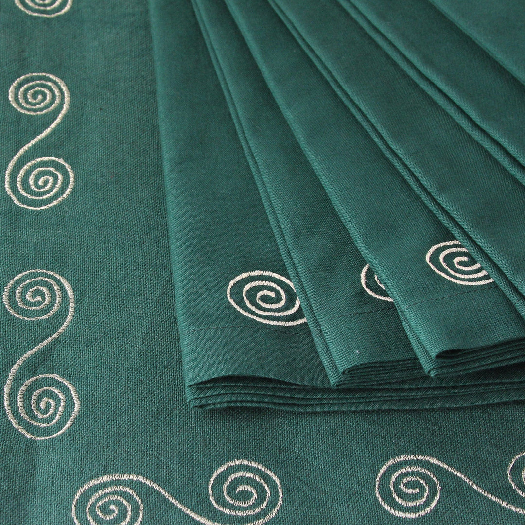 Artisan Made Green Cotton Placemats and Napkins (Set of 6) - Majestic Green