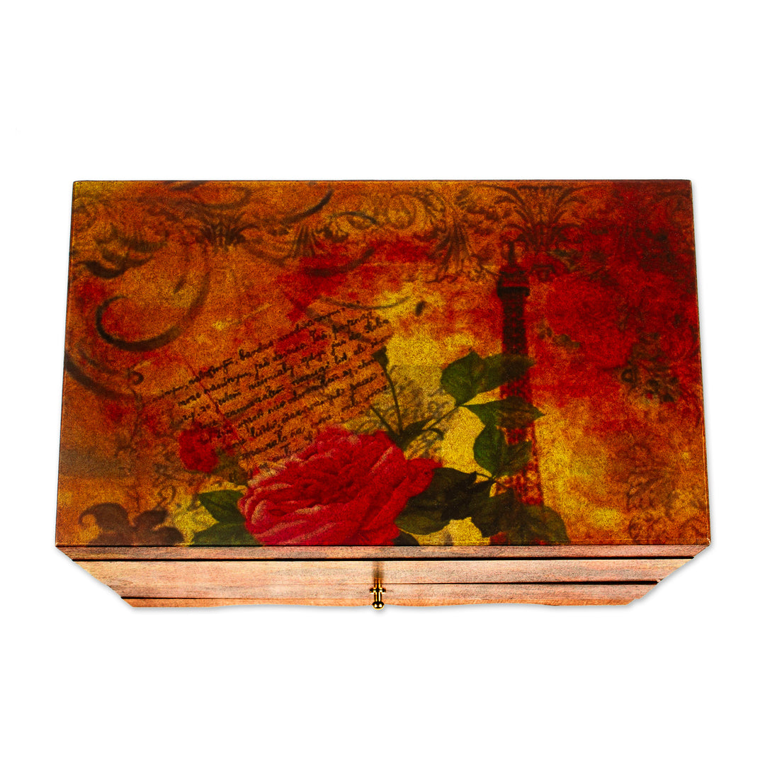 Handcrafted Paris Theme Decoupage Jewelry Box with Drawer - Thoughts of Paris