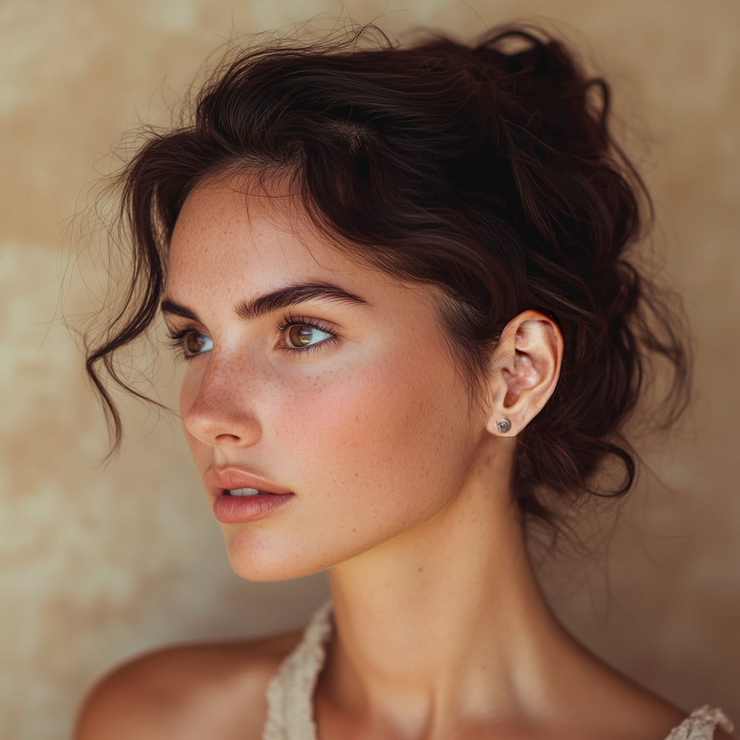 Classic Blue Topaz and Sterling Silver Round Stud Earrings - Blue Simplicity