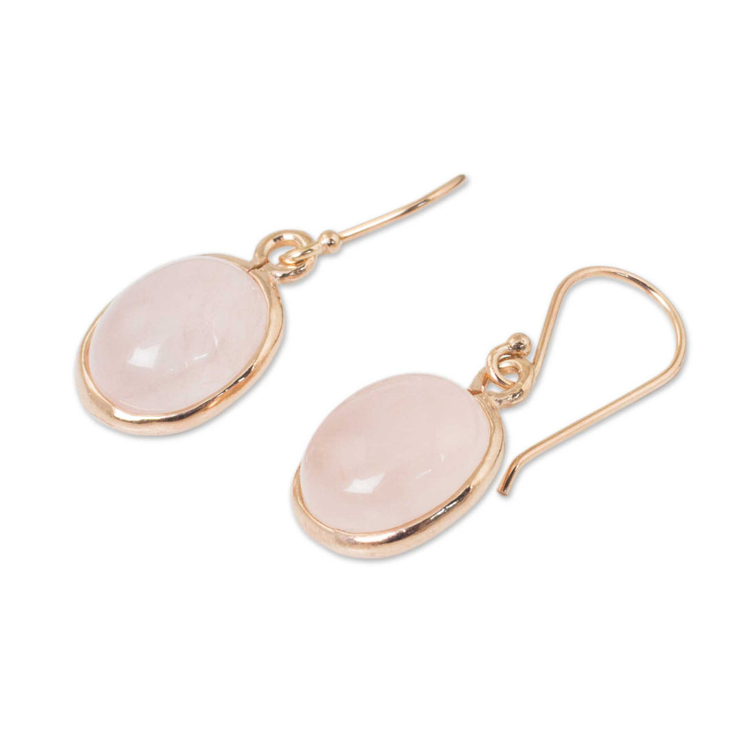 Rose Quartz Dangle Earrings with 18k Rose Gold Plate - Morning Rose