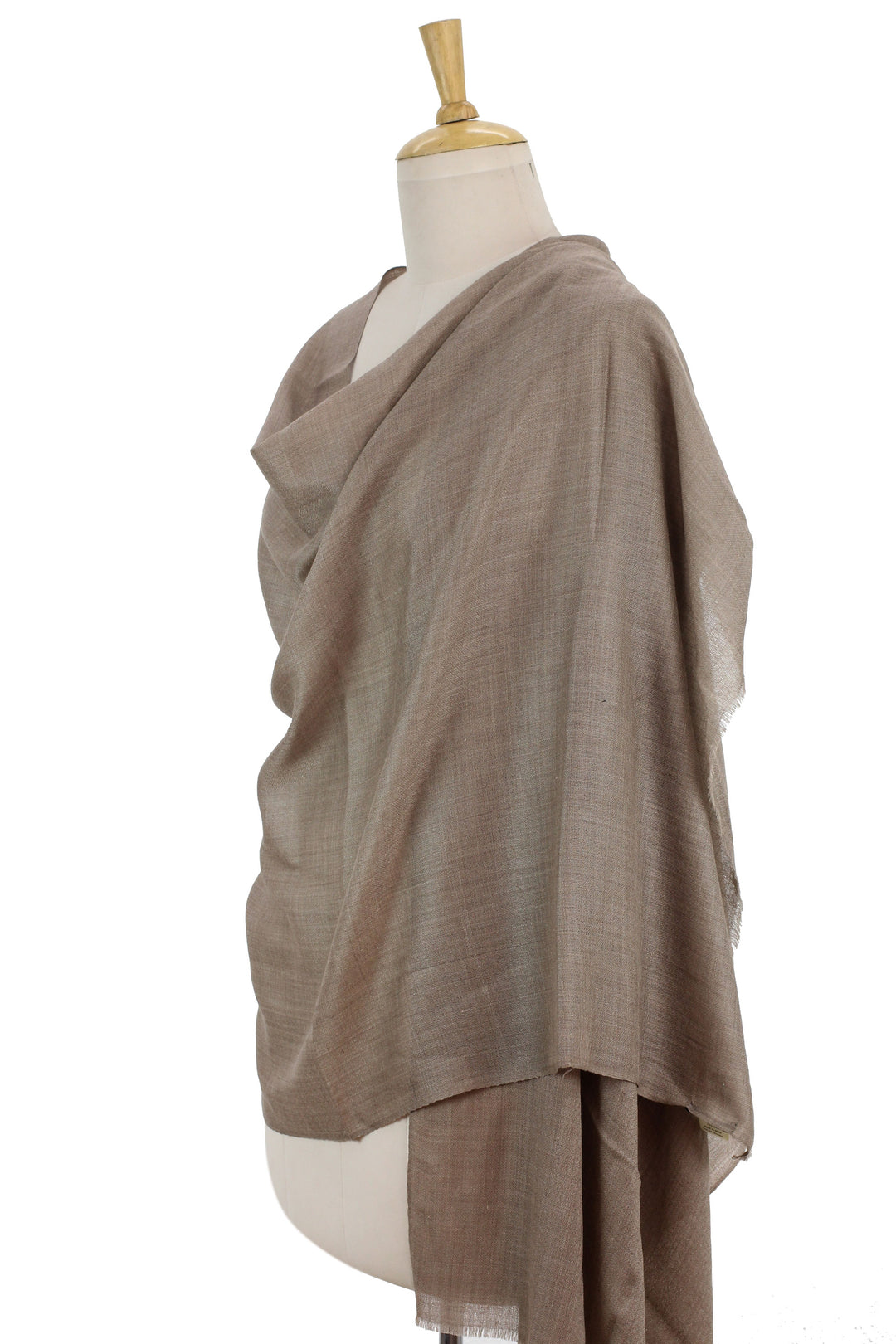 Wool and Silk Blend Shawl Wrap from India - Legendary Brown