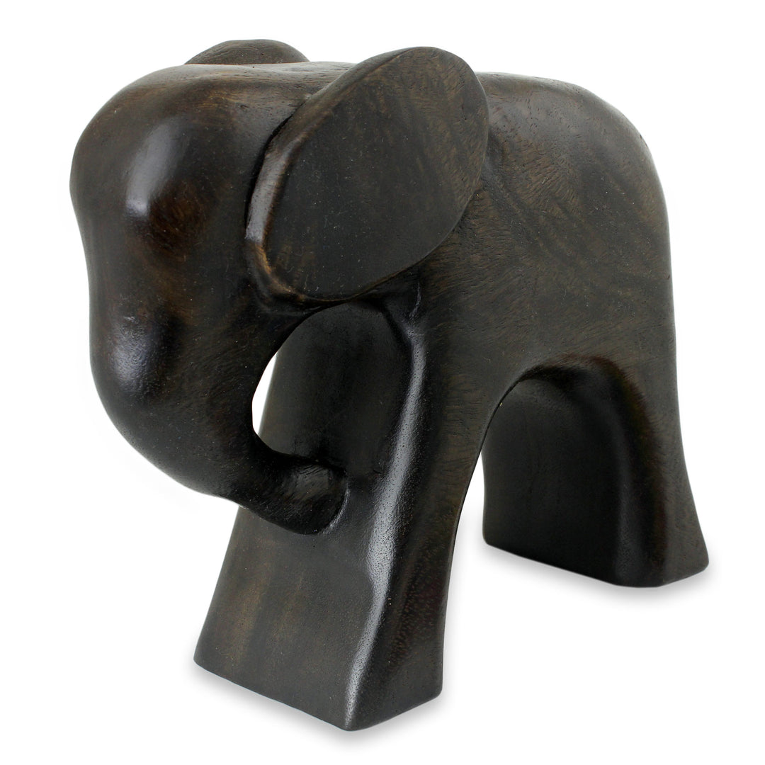 Hand Carved Raintree Wood Sculpture from Thailand - Thai Elephant