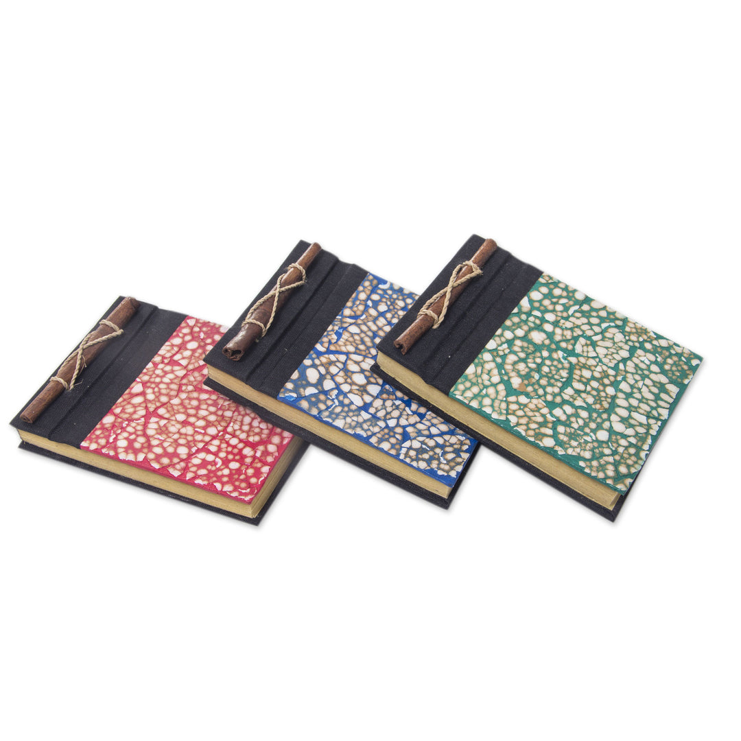 Assorted Color Balinese Natural Fiber Journals (Set of 3) - Beratan Mosaic I