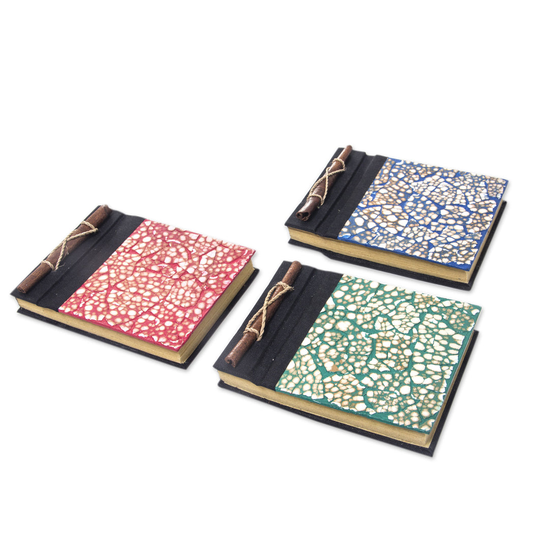 Assorted Color Balinese Natural Fiber Journals (Set of 3) - Beratan Mosaic I