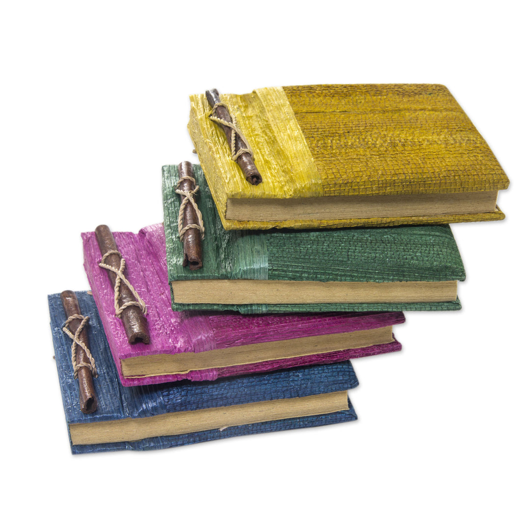 Colorful Natural Fiber Journals from Bali Artisan (Set of 4) - Ubud Memoirs