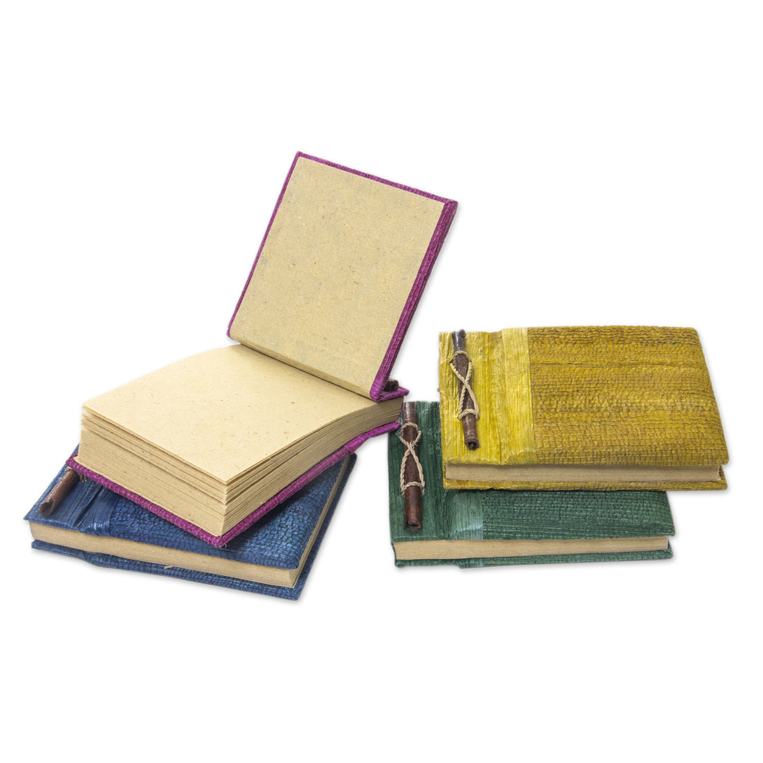 Colorful Natural Fiber Journals from Bali Artisan (Set of 4) - Ubud Memoirs