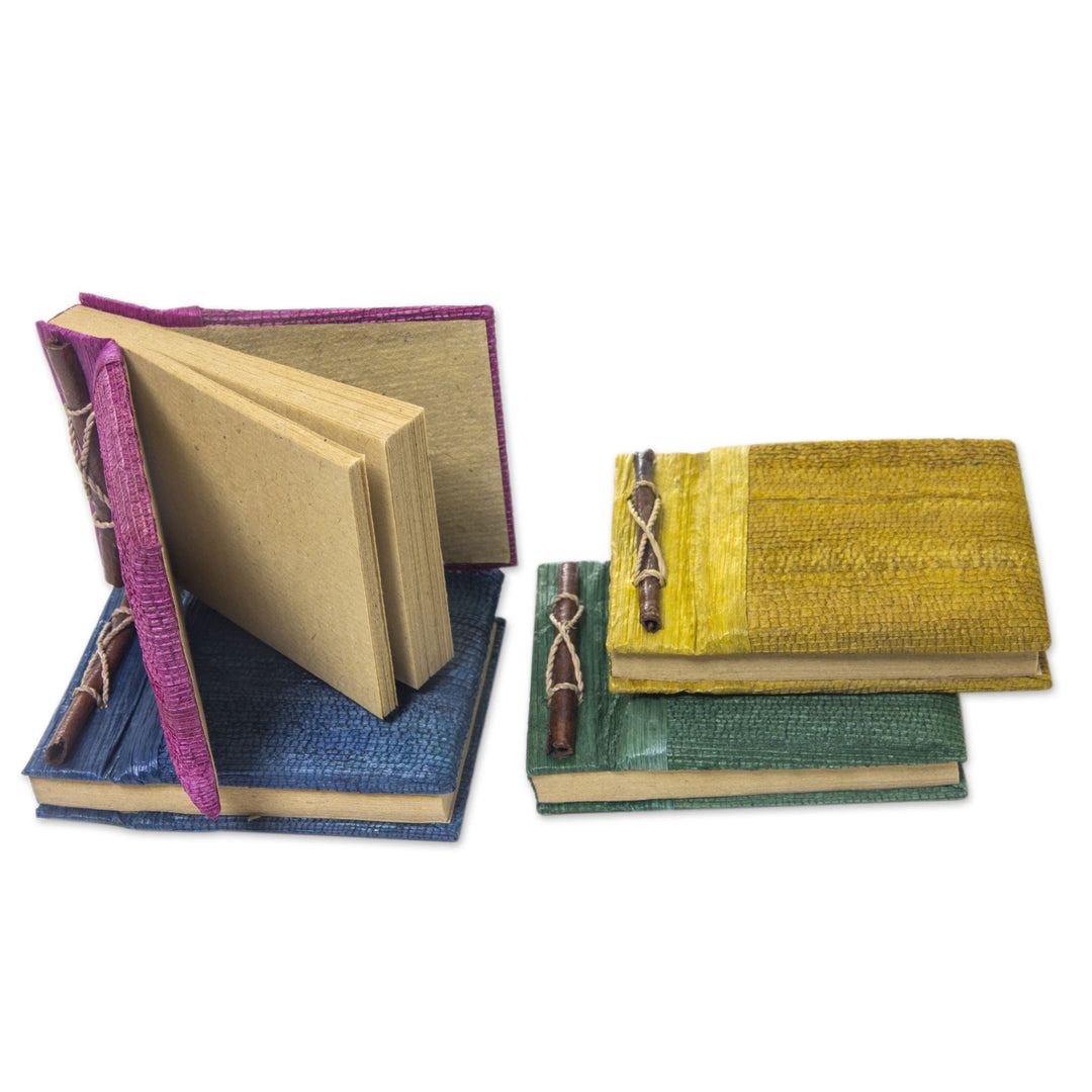 Colorful Natural Fiber Journals from Bali Artisan (Set of 4) - Ubud Memoirs