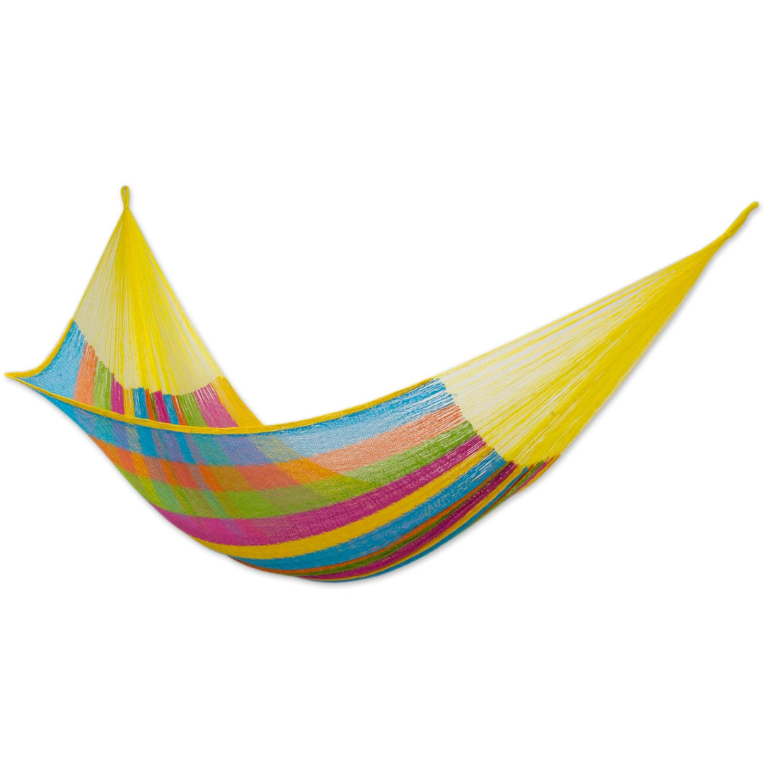 Multicolor Hand Woven Cotton Hammock Double Size - Yucatan Feast