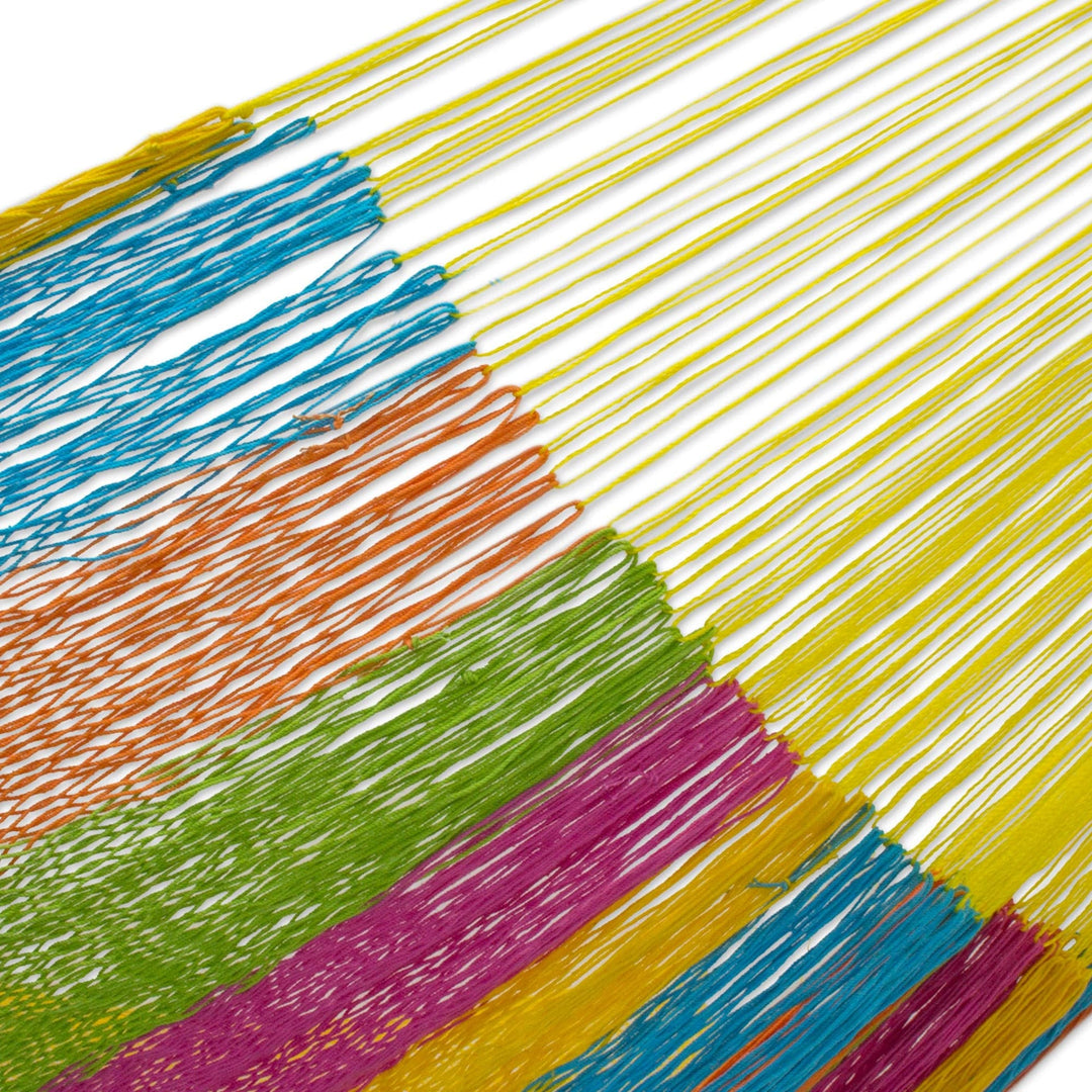 Multicolor Hand Woven Cotton Hammock Double Size - Yucatan Feast