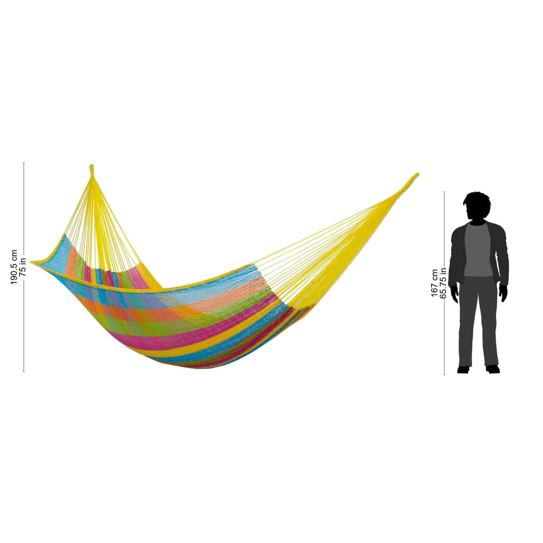 Multicolor Hand Woven Cotton Hammock Double Size - Yucatan Feast