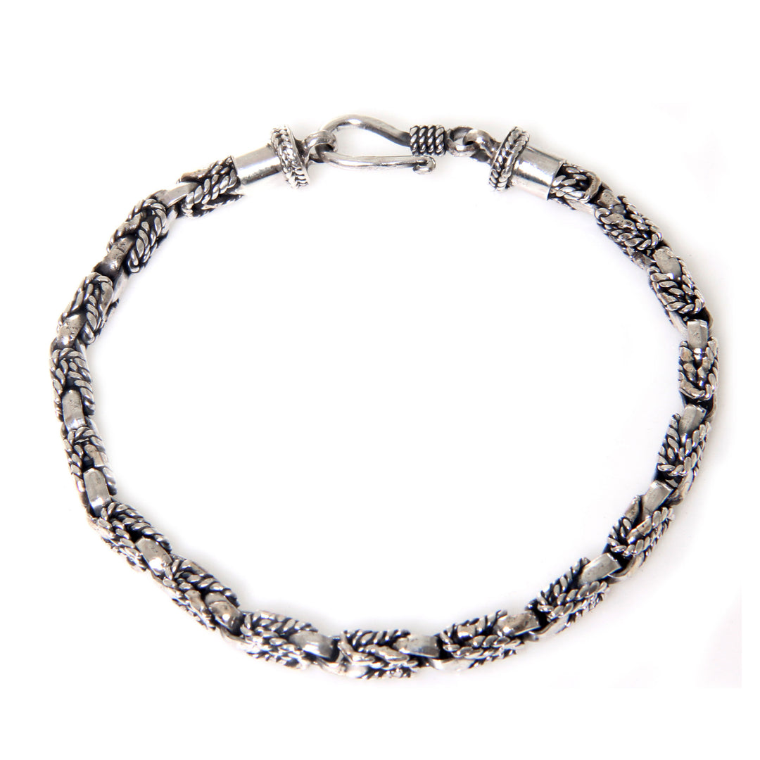 Balinese Hand Crafted Sterling Silver Braided Bracelet - Sinnet