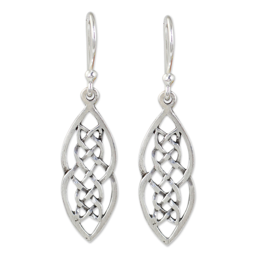 Hand Crafted Thai Celtic Theme Sterling Silver Earrings - Celtic Braid