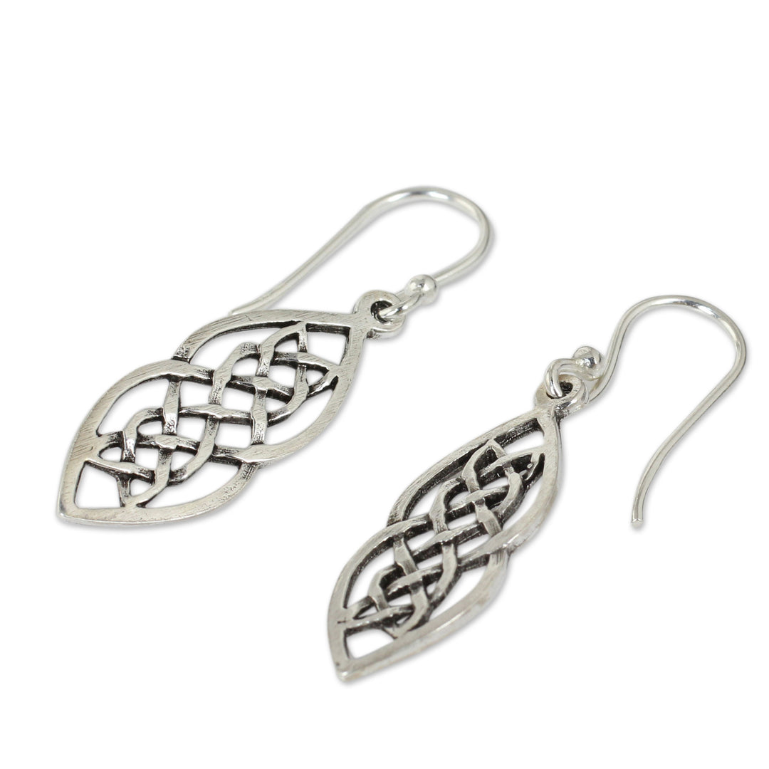 Hand Crafted Thai Celtic Theme Sterling Silver Earrings - Celtic Braid