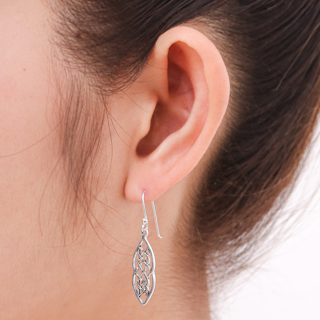 Hand Crafted Thai Celtic Theme Sterling Silver Earrings - Celtic Braid