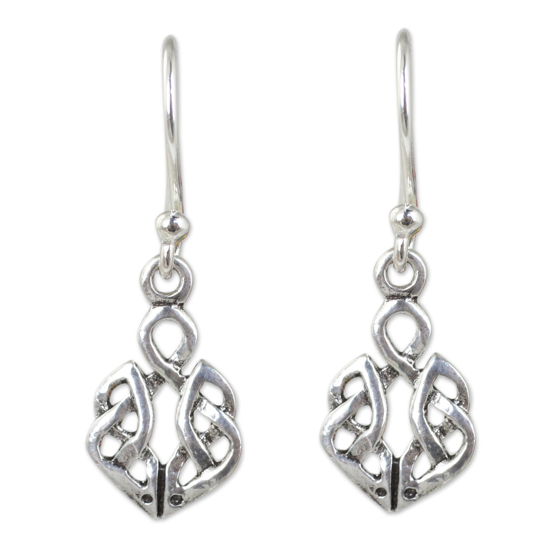 Hand Crafted Thai Celtic Oak Root Theme Silver Earrings - Celtic Dara Knot
