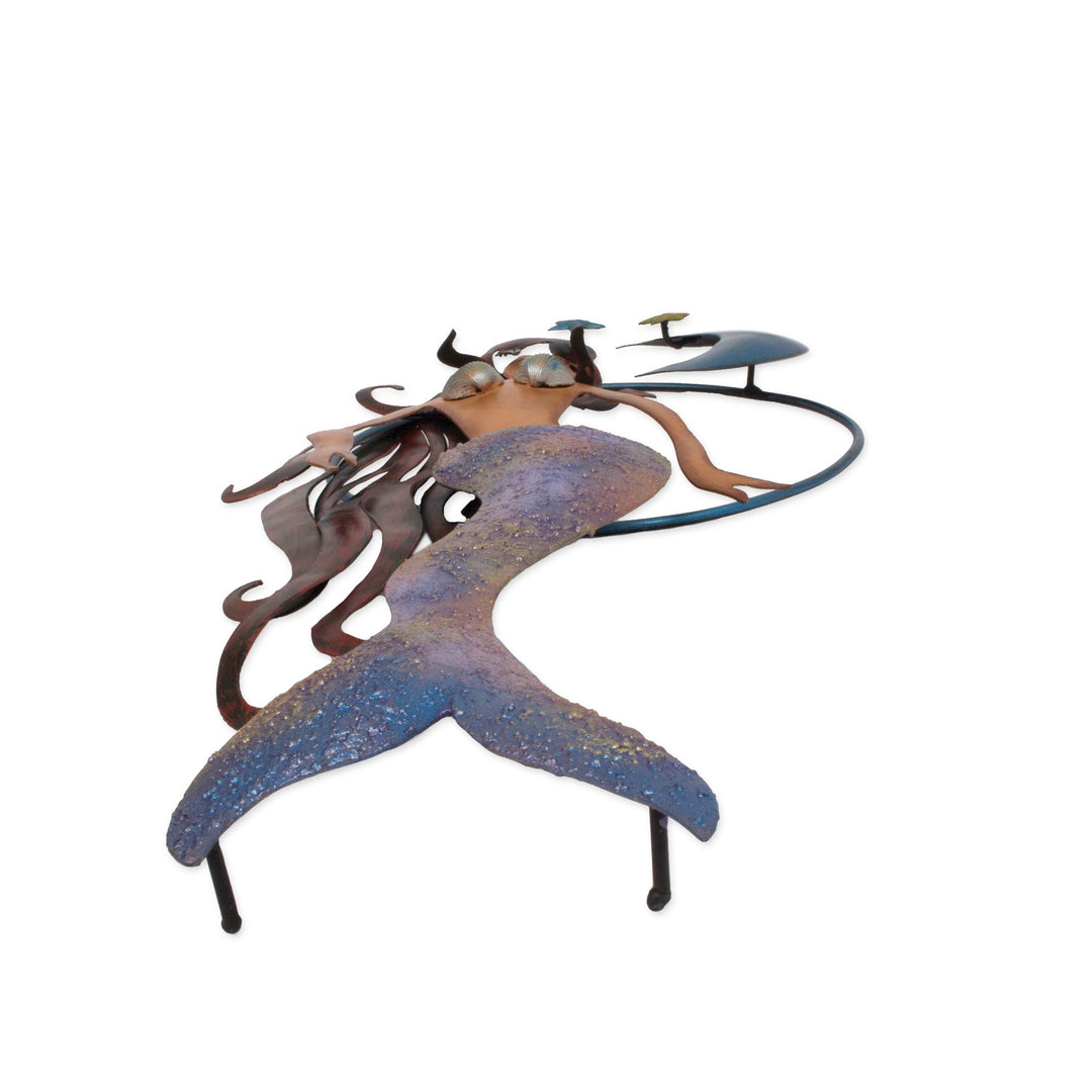 Mexican Mermaid Wall Sculpture Hand Made of Iron - Mermaid Moon