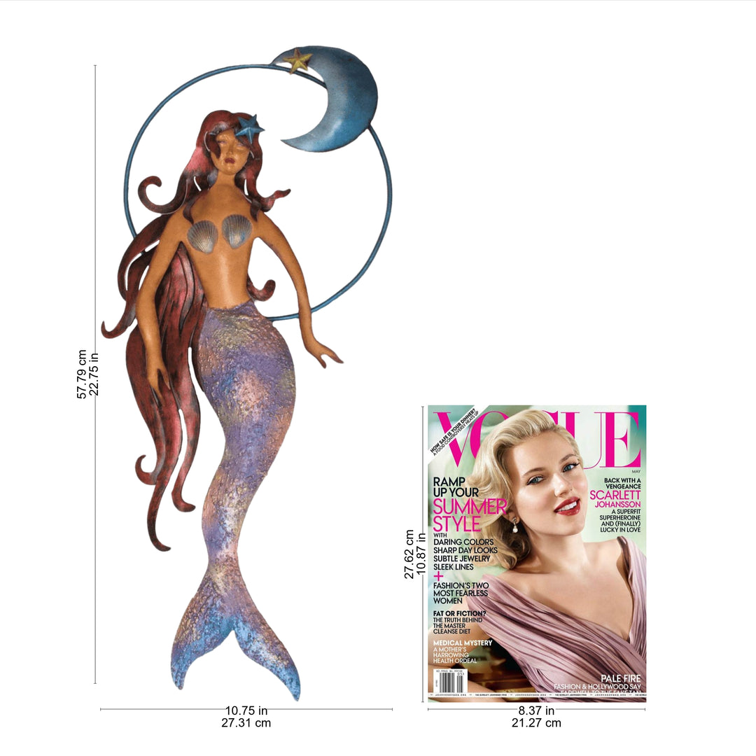 Mexican Mermaid Wall Sculpture Hand Made of Iron - Mermaid Moon