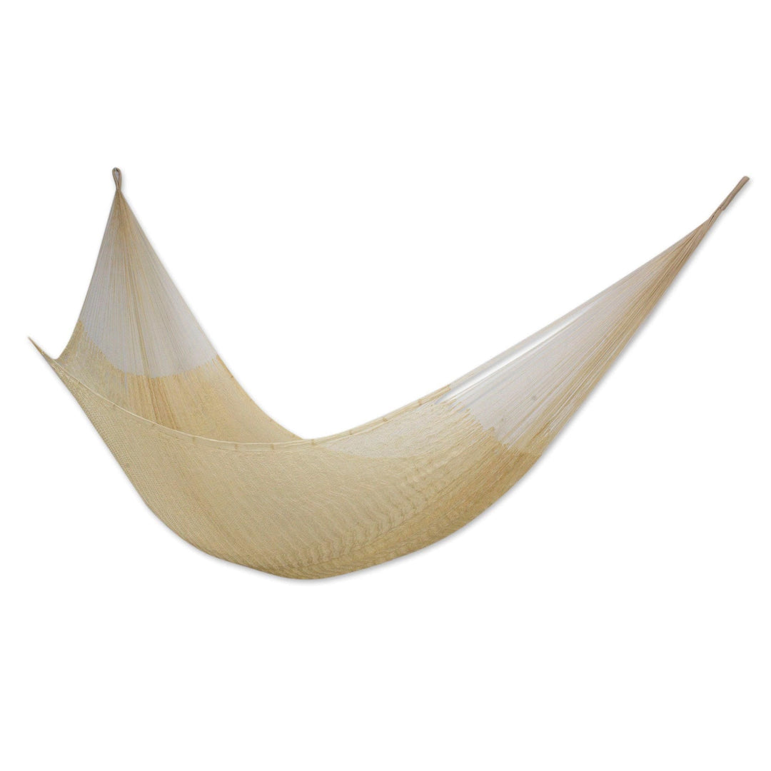 Hand Crafted Ivory Nylon Maya Hammock (Double) - Caribbean Beach