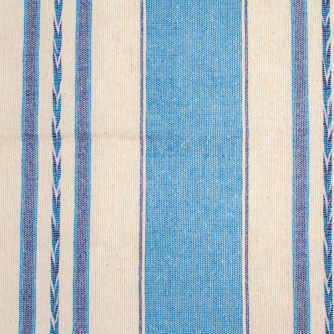 Set of 4 Hand Woven Cotton Blue and Beige Zapotec Placemats - Oaxaca Sky