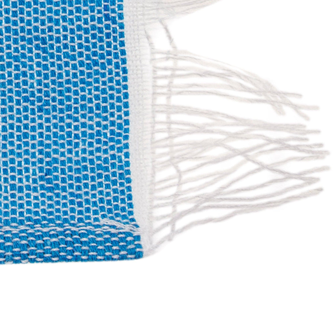 Set of 4 Hand Woven Cotton Blue and Beige Zapotec Placemats - Oaxaca Sky