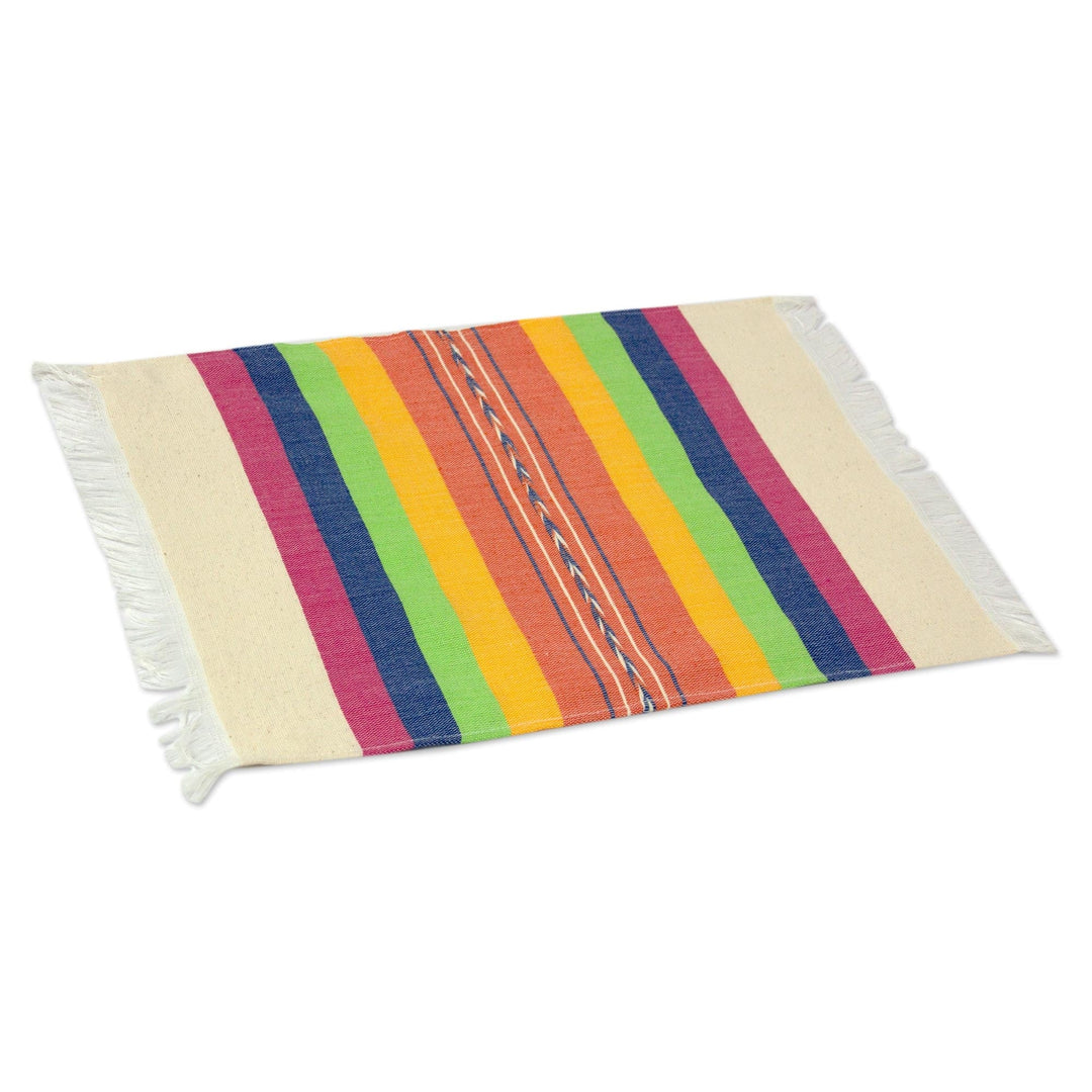 Zapotec Colorful Hand Woven Cotton Placemat - Fiesta Hues