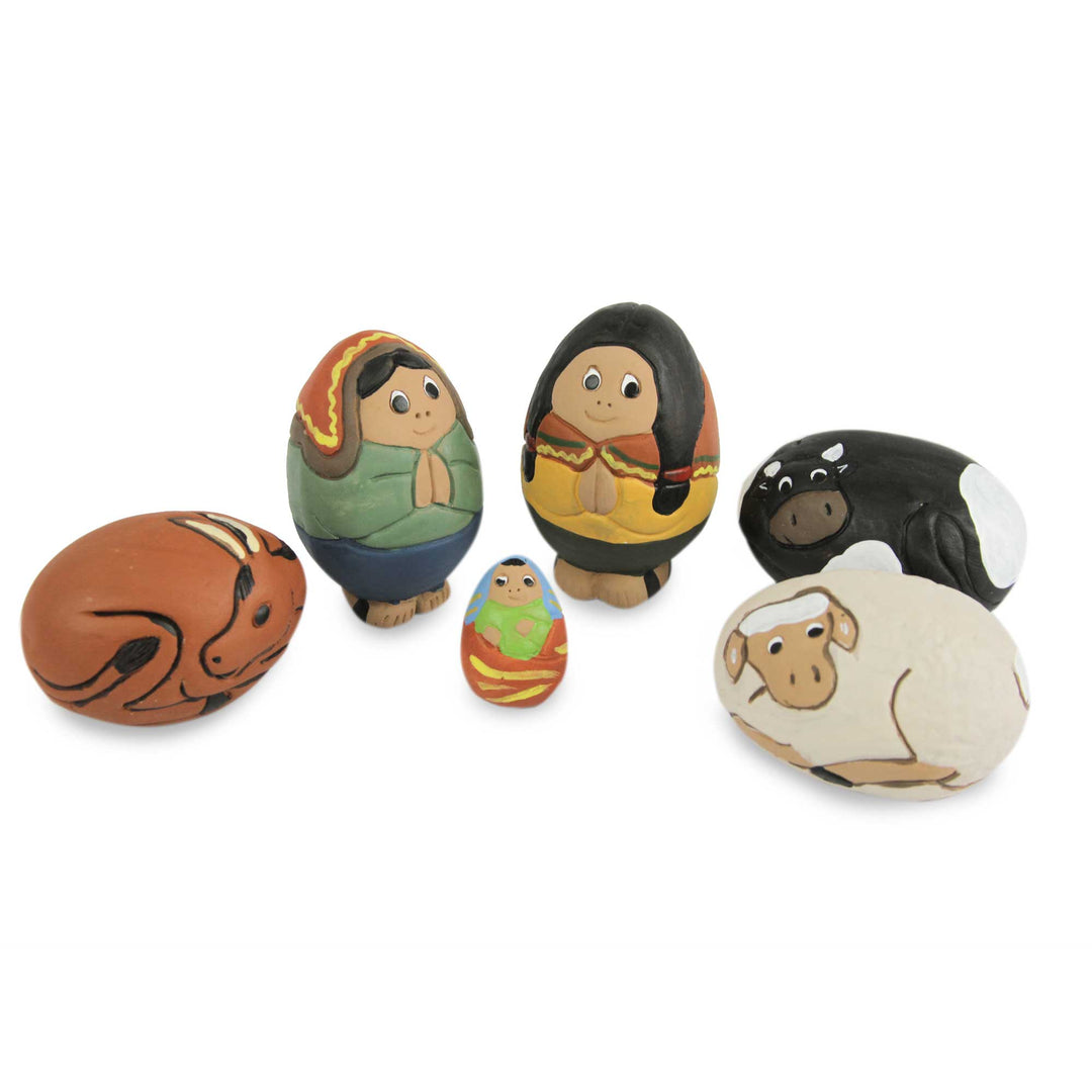 Whimsical Egg-Shape Nativity Scene Figurines (6 Pieces) - In the Stable