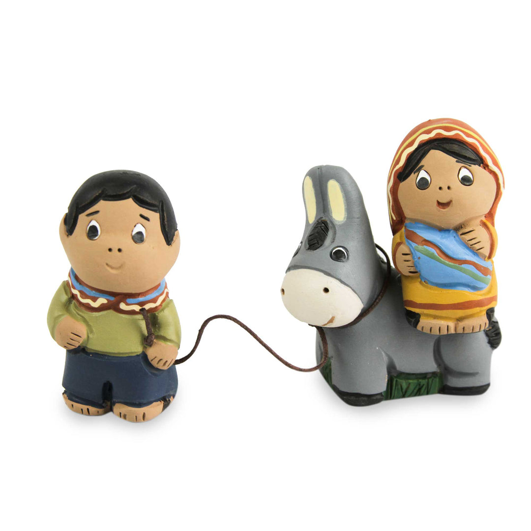 Handmade Two-Piece Set of Ceramic Mary and Joseph Figurines - Flight to Egypt