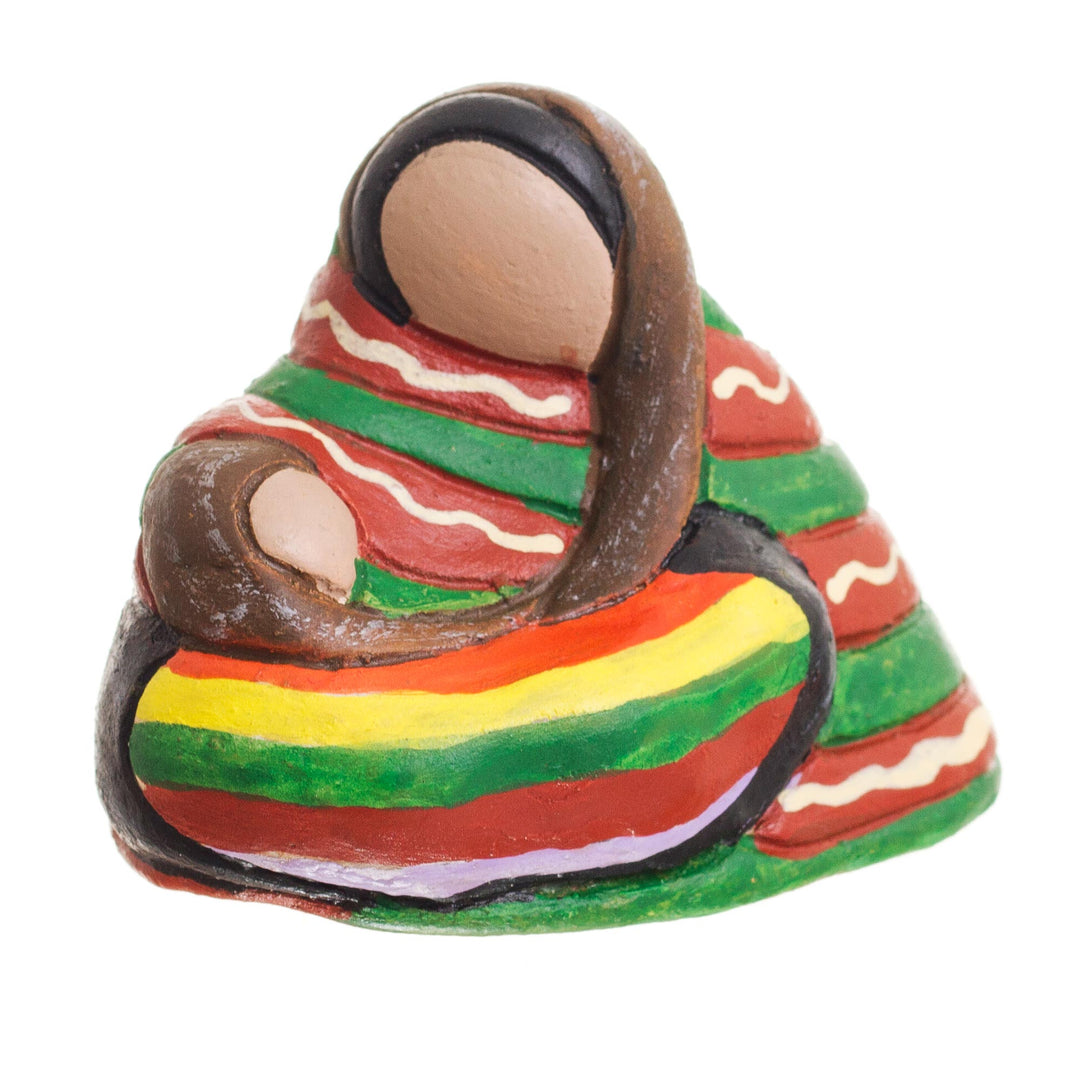 Handmade Petite Ceramic Peruvian Mother and Child Sculpture - Andean Mother