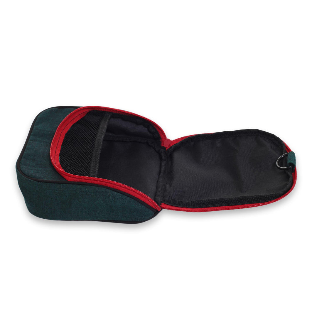Green Cotton Hanging Toiletry Bag with Multi Color Flap - Green Jogja