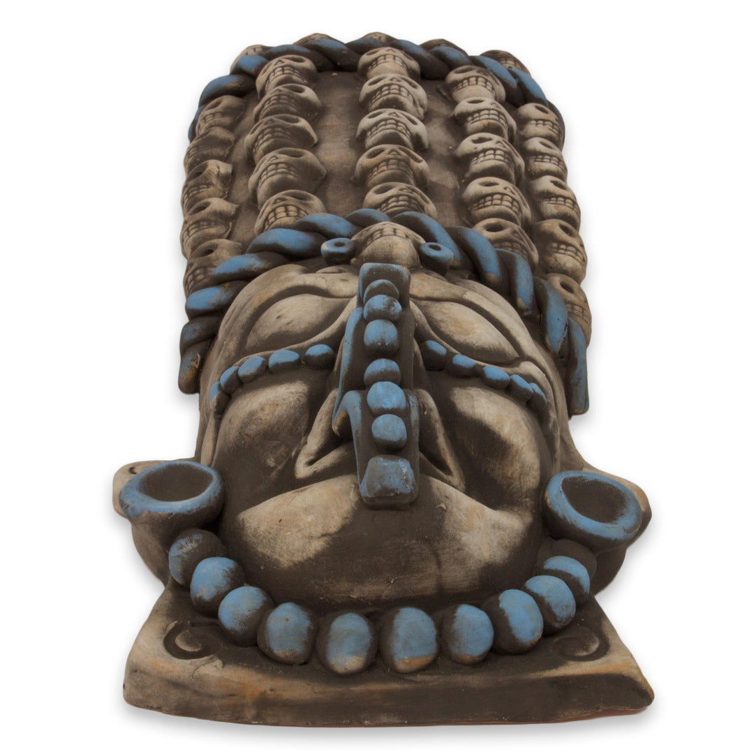 Mexican Maya and Aztec Ceramic Skull Motif Mask - Maya Tzompantli